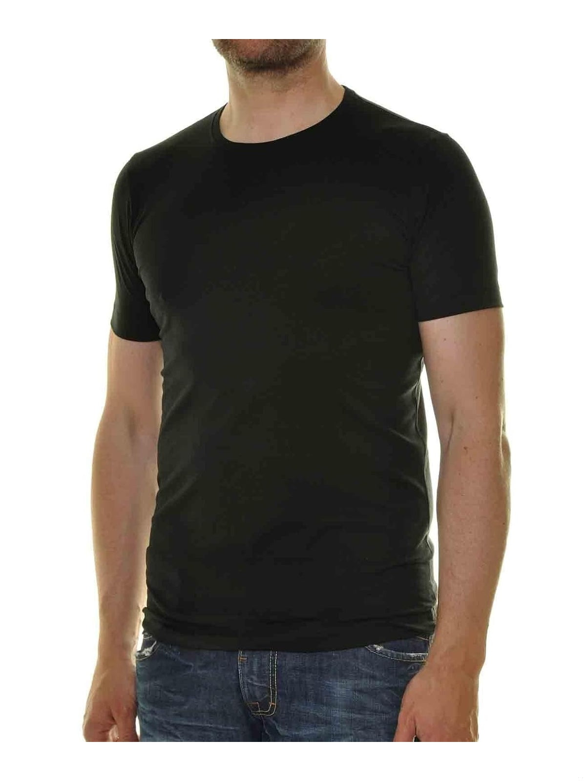 RAGMAN Doppelpack Tricou Se bucati Bodyfit negru cu guler rotund