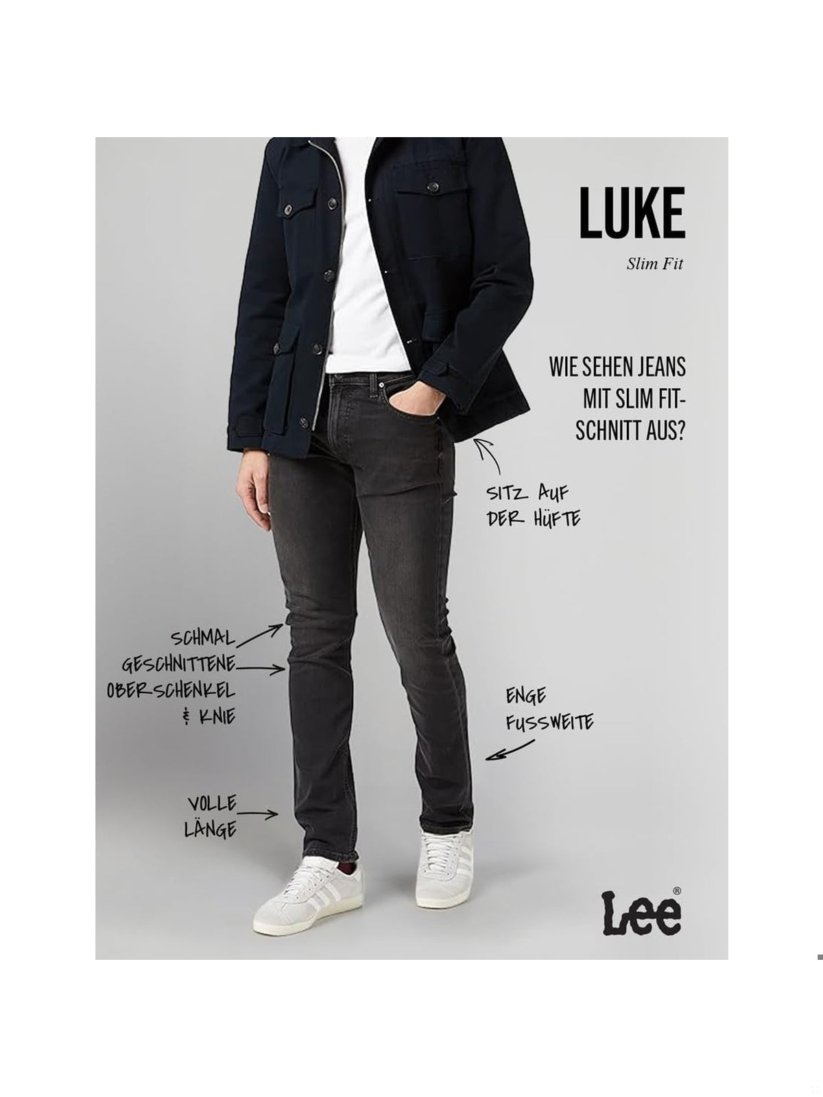 LEE Men's Luke Jeans pantaloni gri-negru barbati