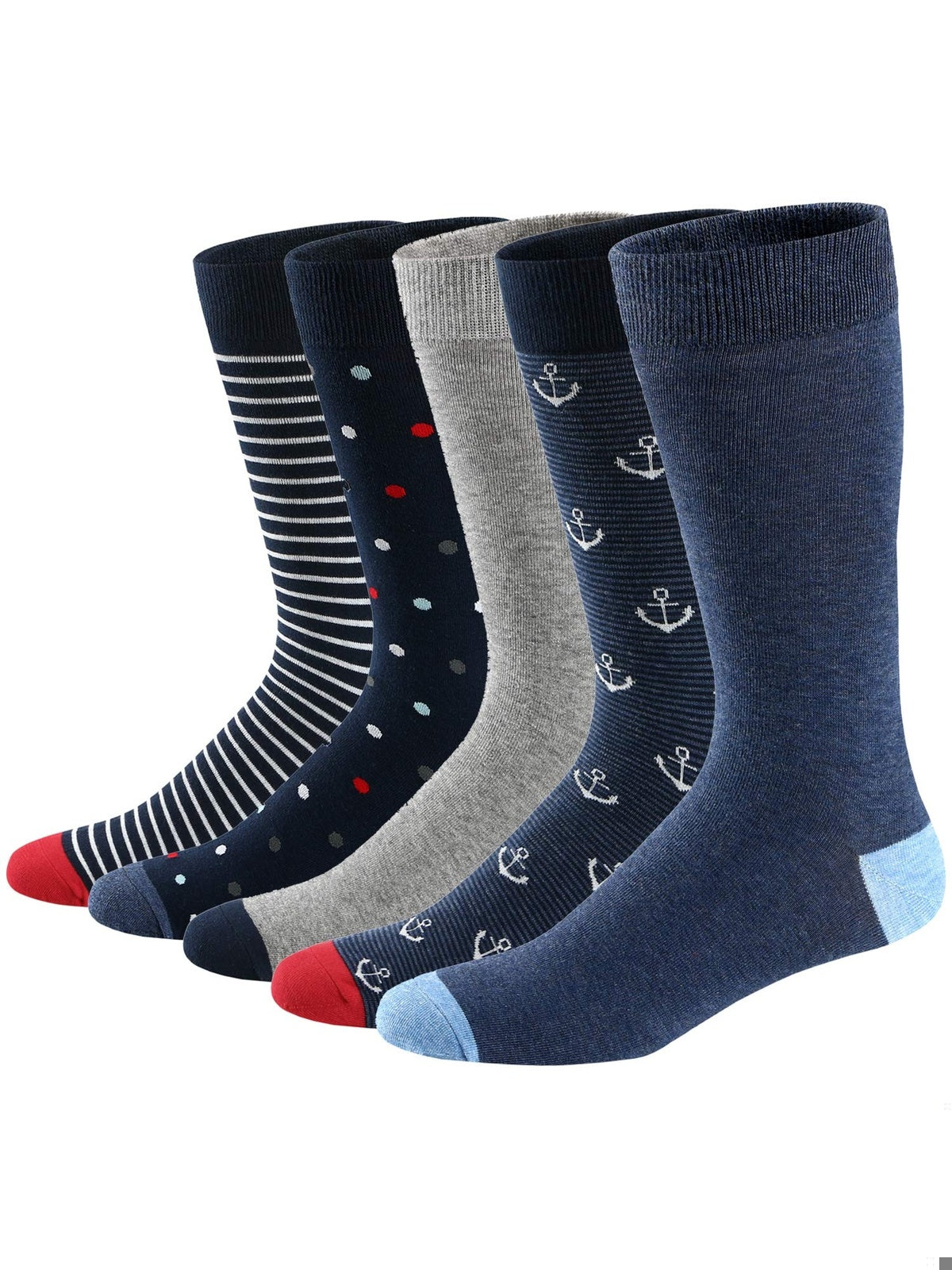 FUNNY Men's Socks Set perechi bleumarin/gri/dungi alb-negru barbati