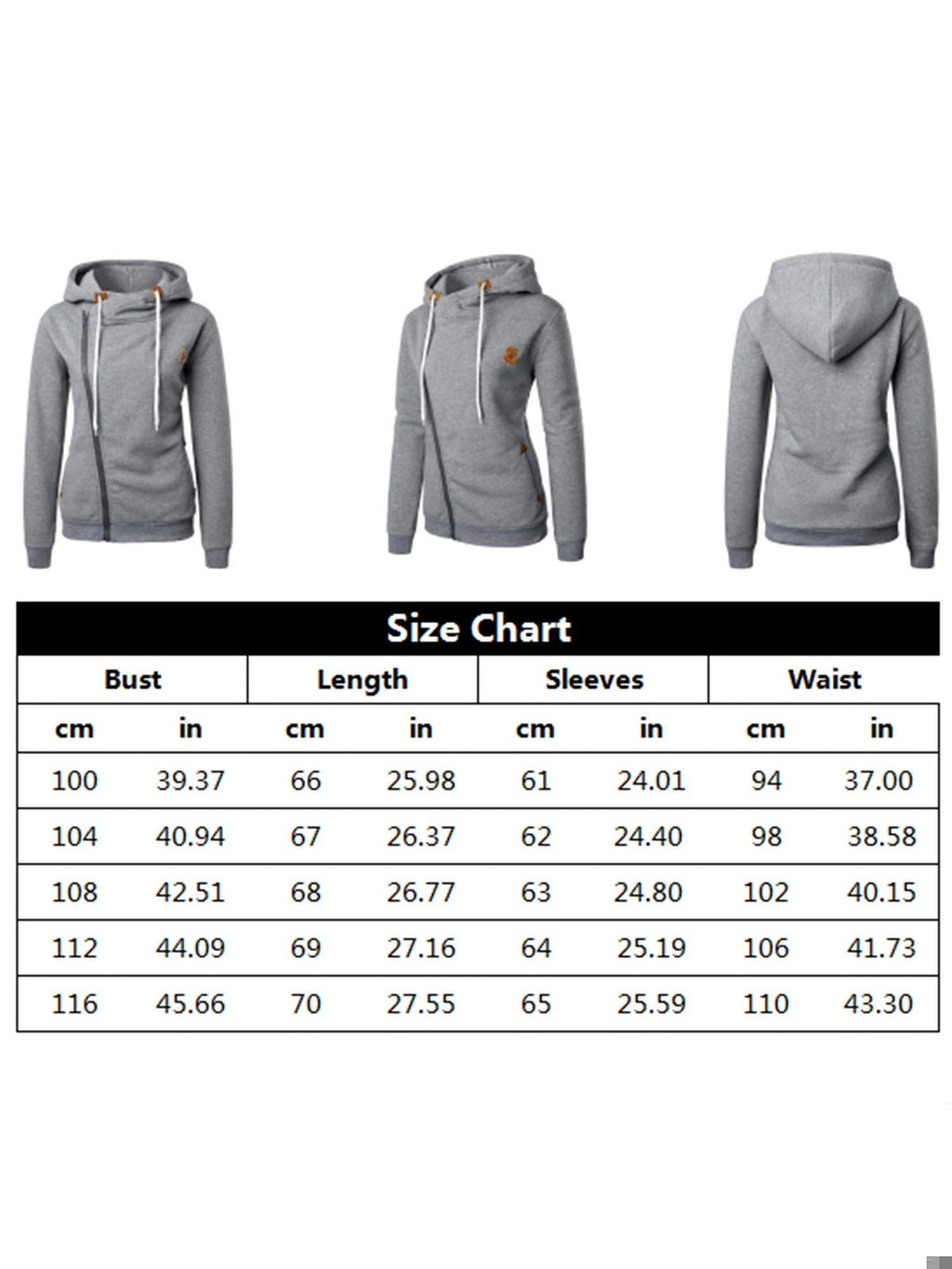 BUOYDM Hanorac cu gluga negru femei