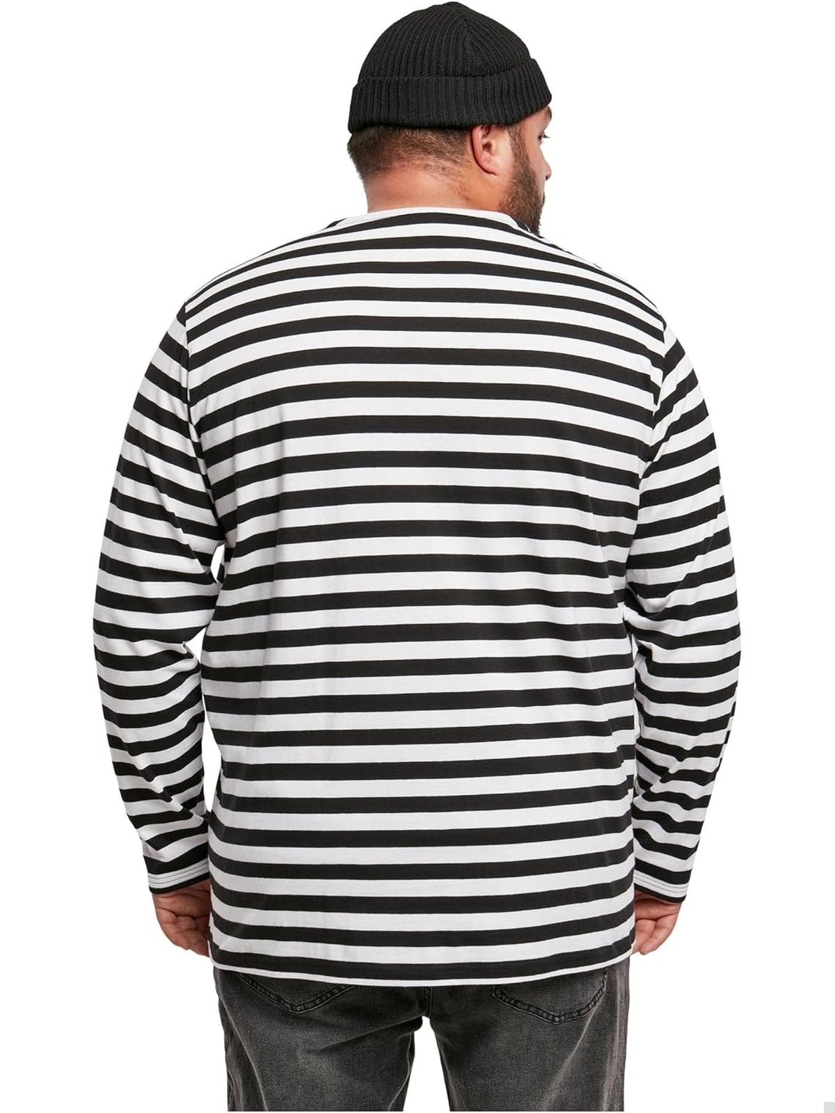 URBAN Classics - tricou regular cu maneci lungi in dungi alb/negru barbati