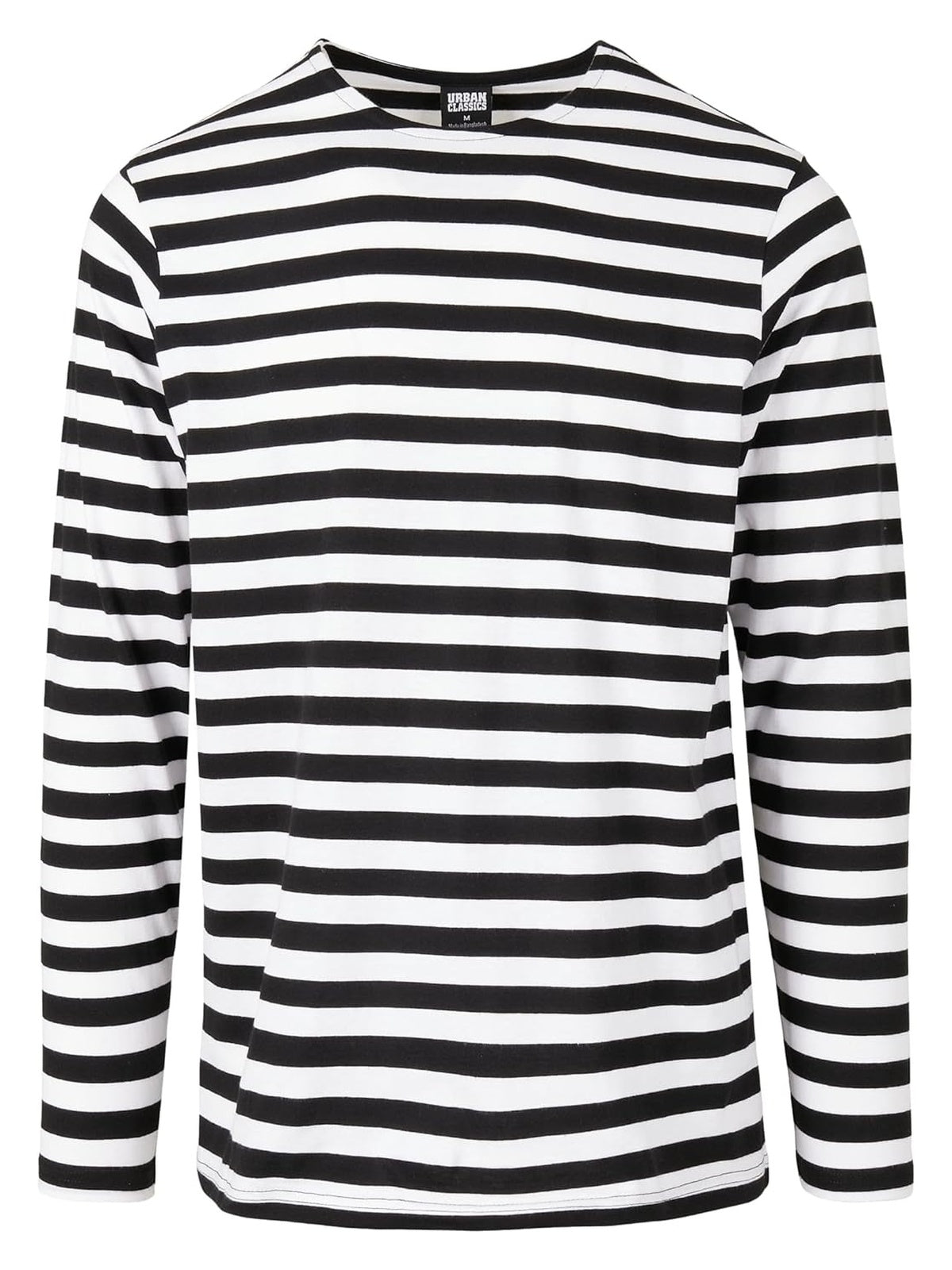 URBAN Classics - tricou regular cu maneci lungi in dungi alb/negru barbati