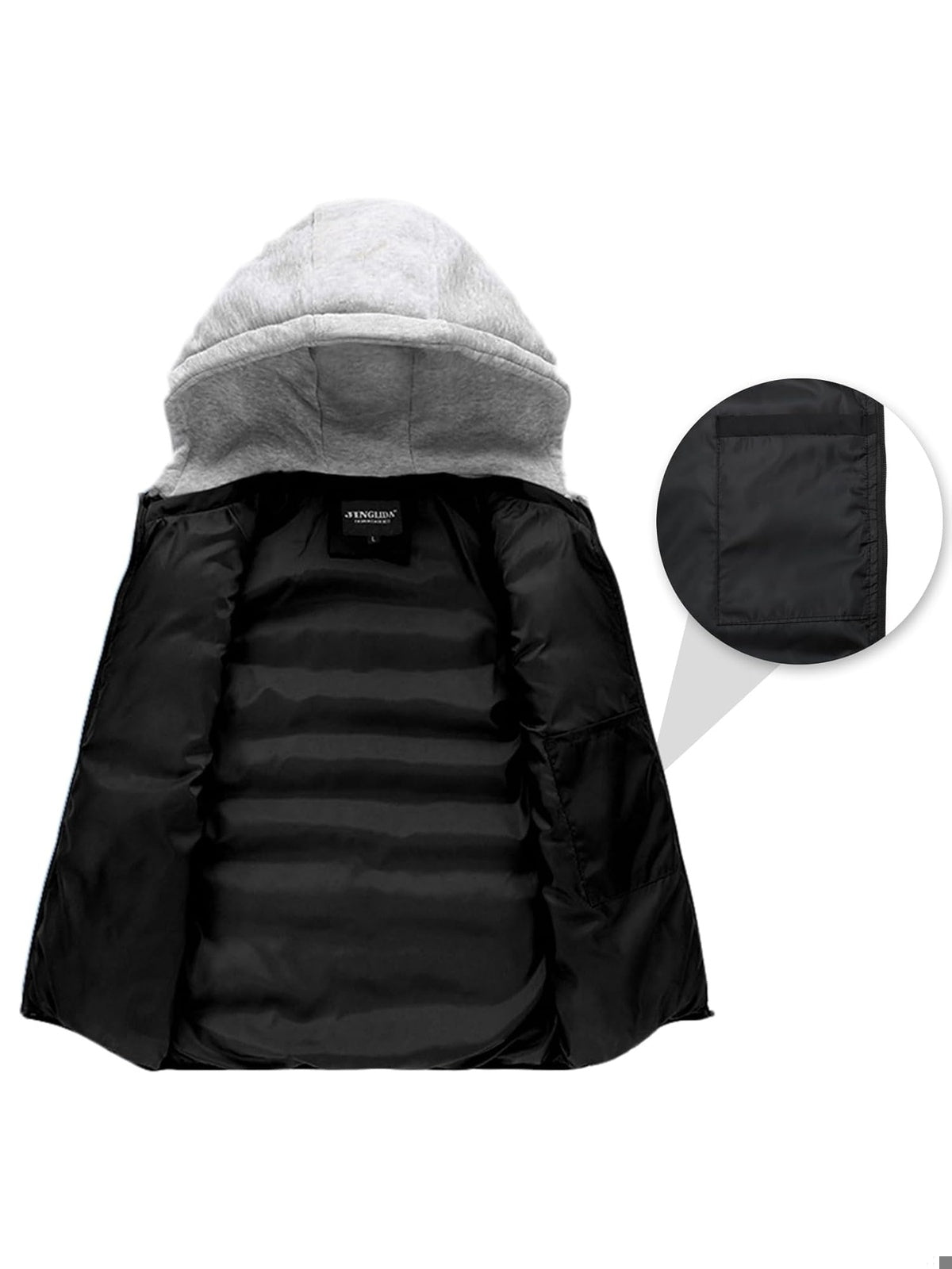 OMMDA Vesta casual cu gluga cu fermoar negru barbati