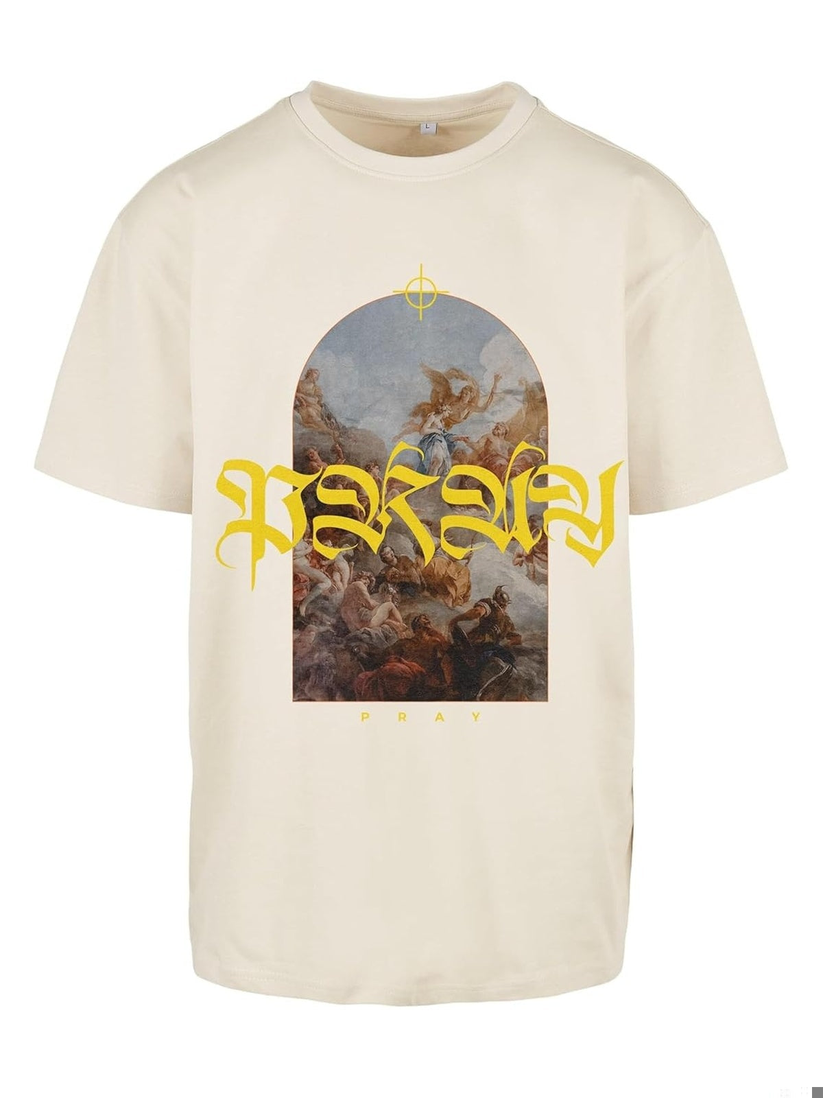 MISTER TEE Tricou imprimeu PRAY Oversize bej barbati