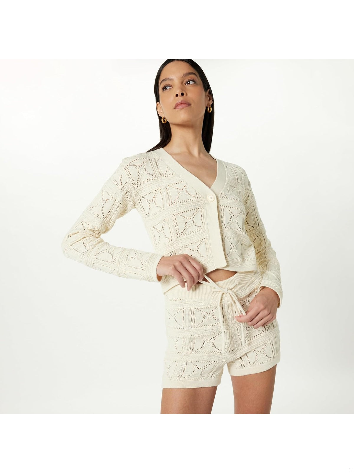 THE DROP Pantaloni scurti Lee Drawstring crochet femei