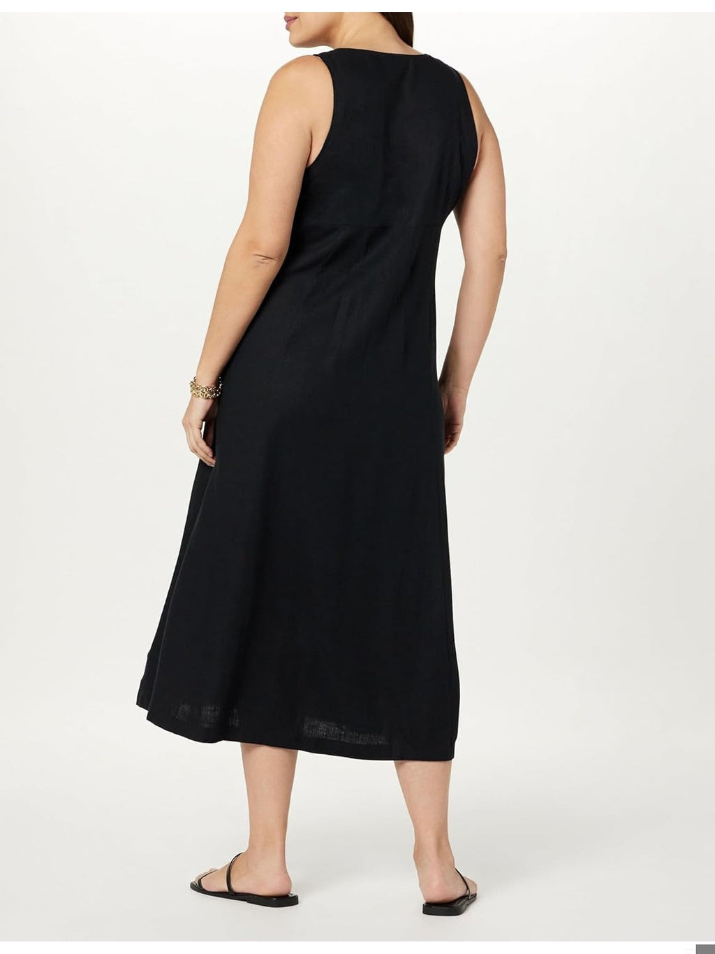 THE DROP Blanca Rochie lunga din in cu nasturi Orange v-neck femei